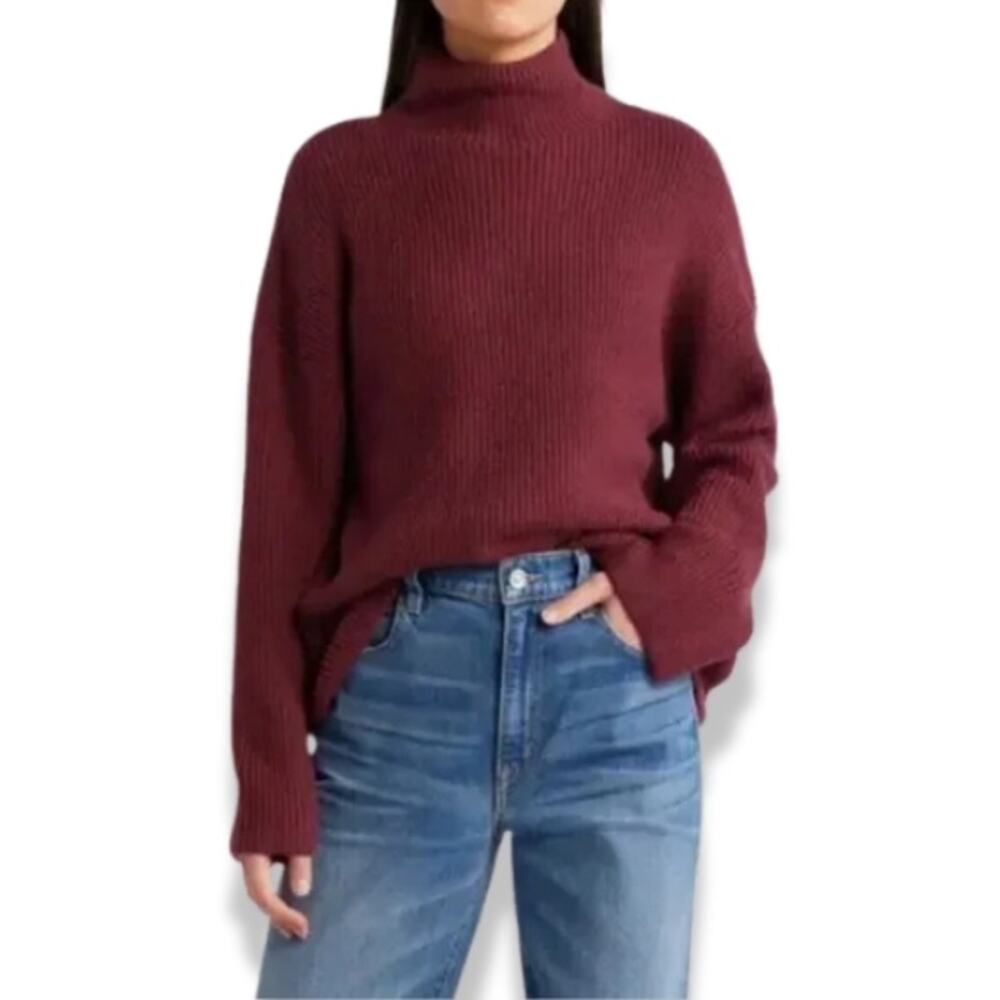 Treasure & Bond Sweater Turtleneck Long Sleeve Cotton Blend Burgundy W Small NWT